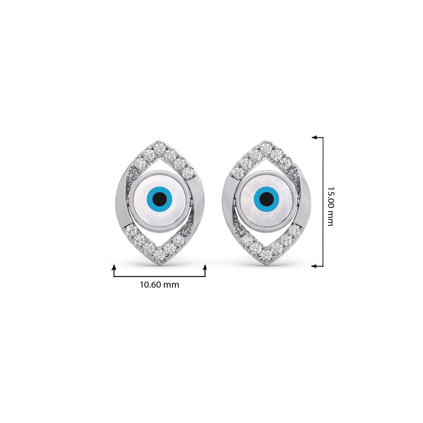 Round Diamond Beautiful Evil Eye Earrings