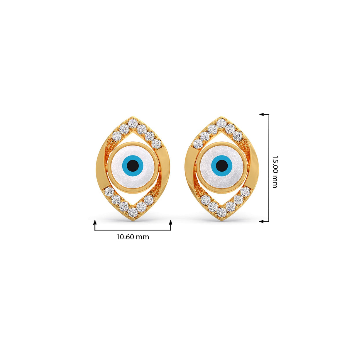 Round Diamond Beautiful Evil Eye Earrings