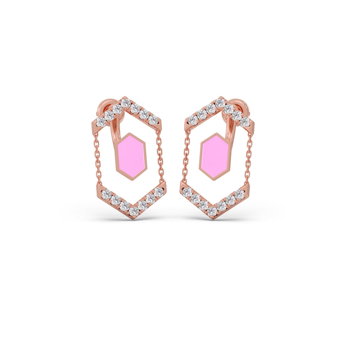 Hexora-enamel Antique Diamond Earrings