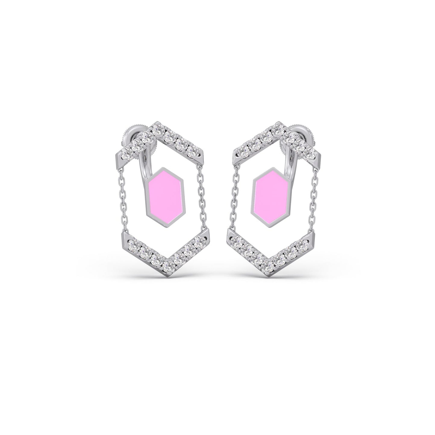Hexora-enamel Antique Diamond Earrings