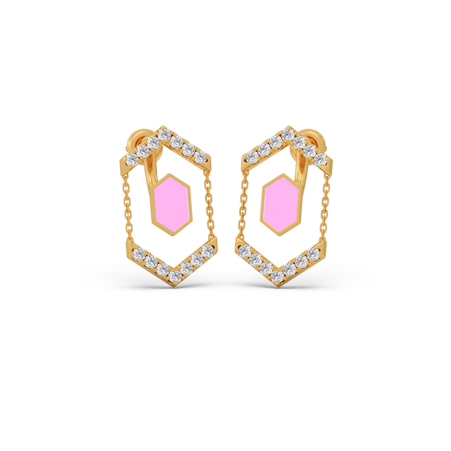 Hexora-enamel Antique Diamond Earrings