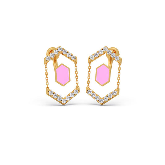 Hexora-enamel Antique Diamond Earrings