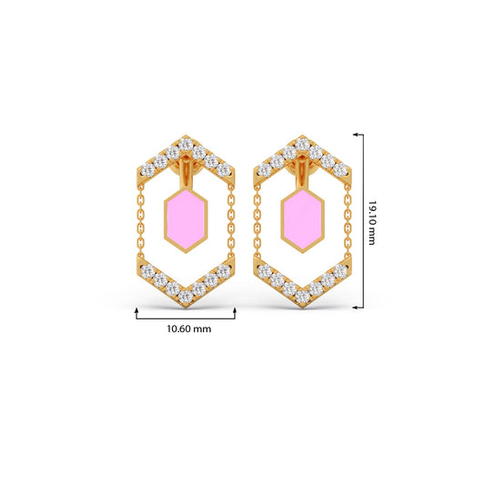 Hexora-enamel Antique Diamond Earrings