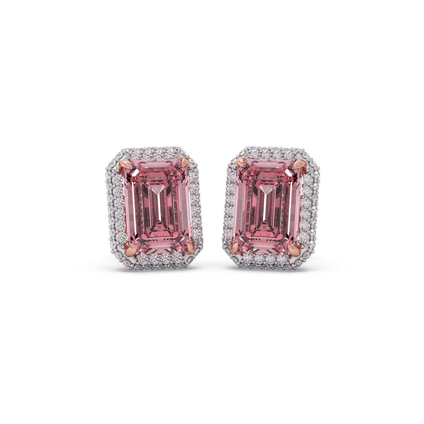 Halo Aura Emerald Gemstone Stud Earrings