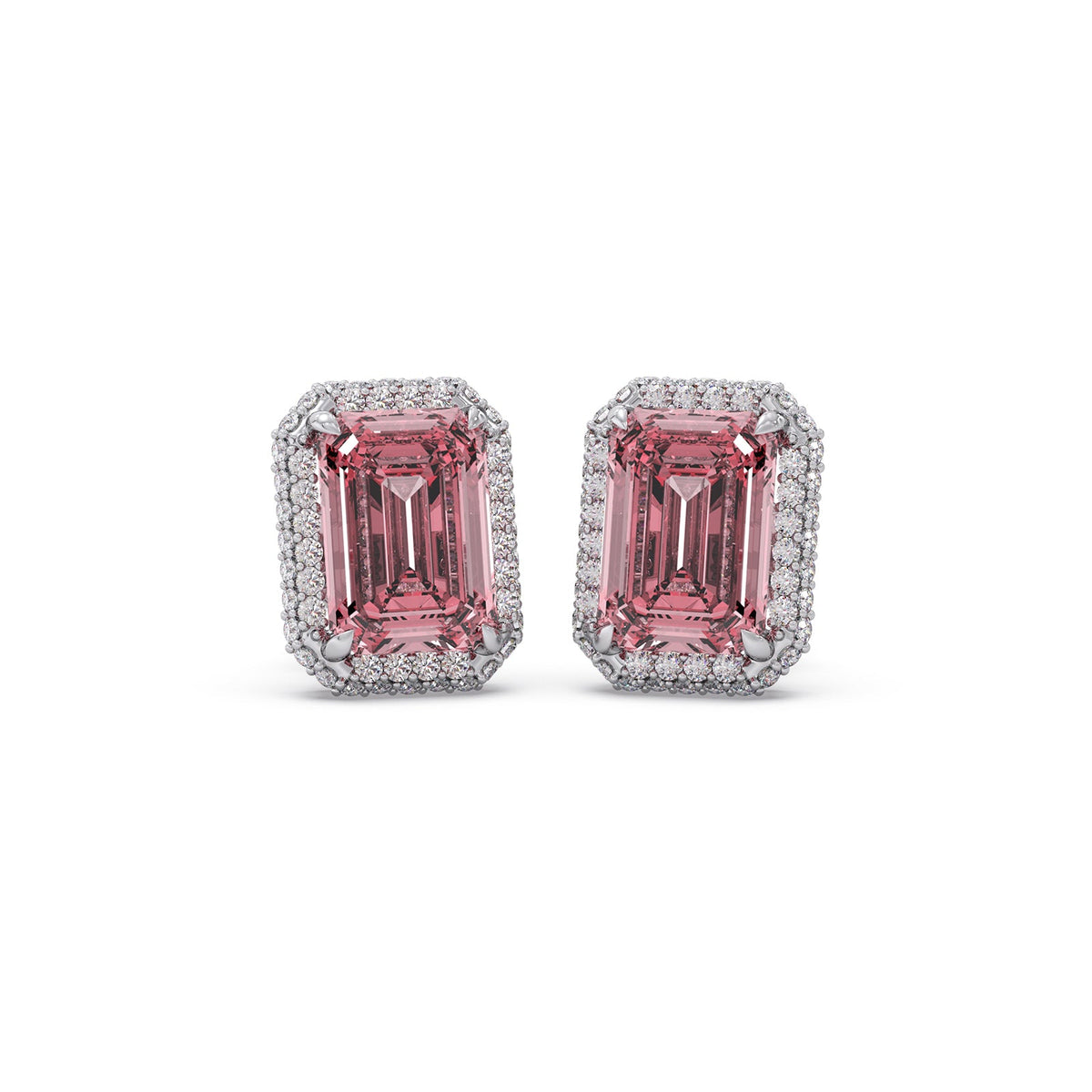 Halo Aura Emerald Gemstone Stud Earrings