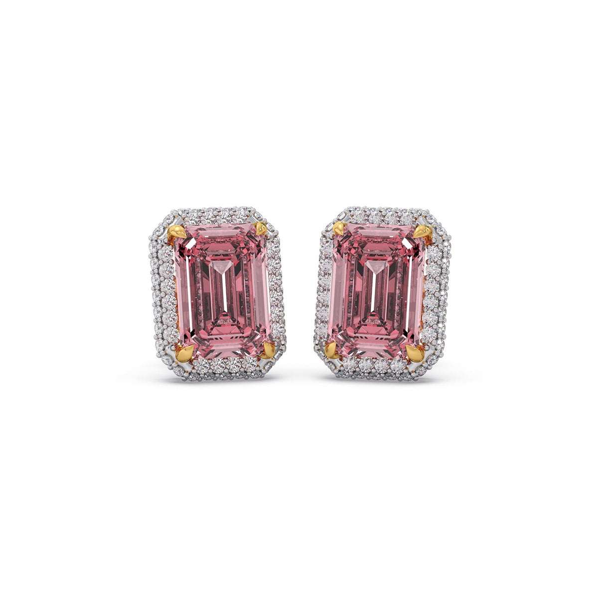 Halo Aura Emerald Gemstone Stud Earrings