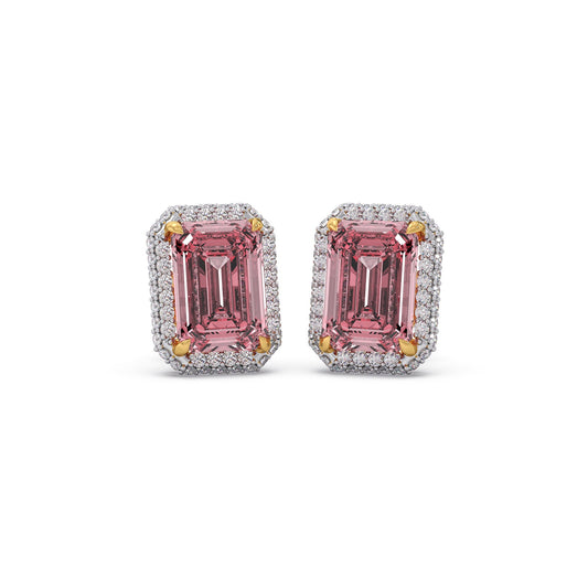 Halo Aura Emerald Gemstone Stud Earrings