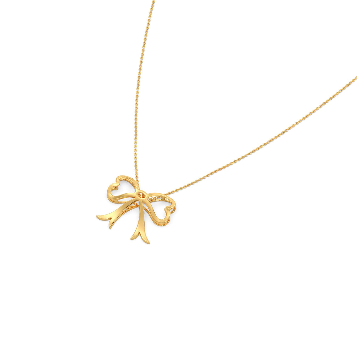 Bow Plain Gold Chain Necklace
