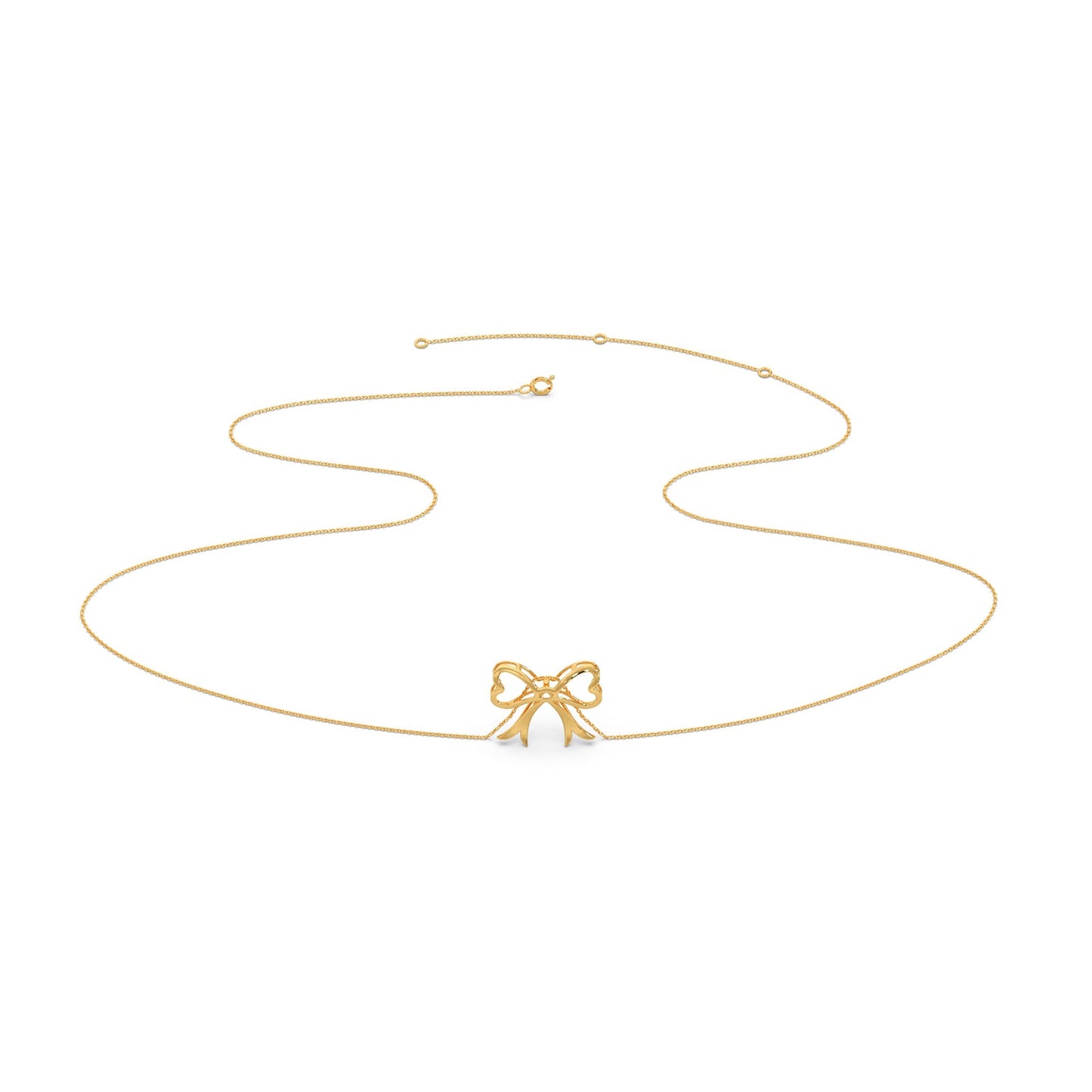 Bow Plain Gold Chain Necklace
