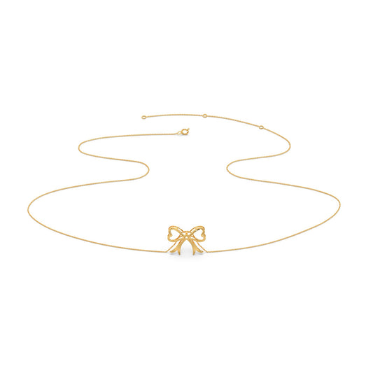 Bow Plain Gold Chain Necklace