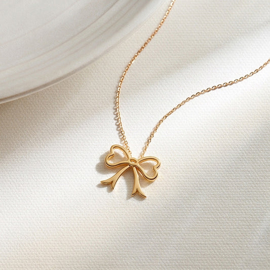 Bow Plain Gold Chain Necklace
