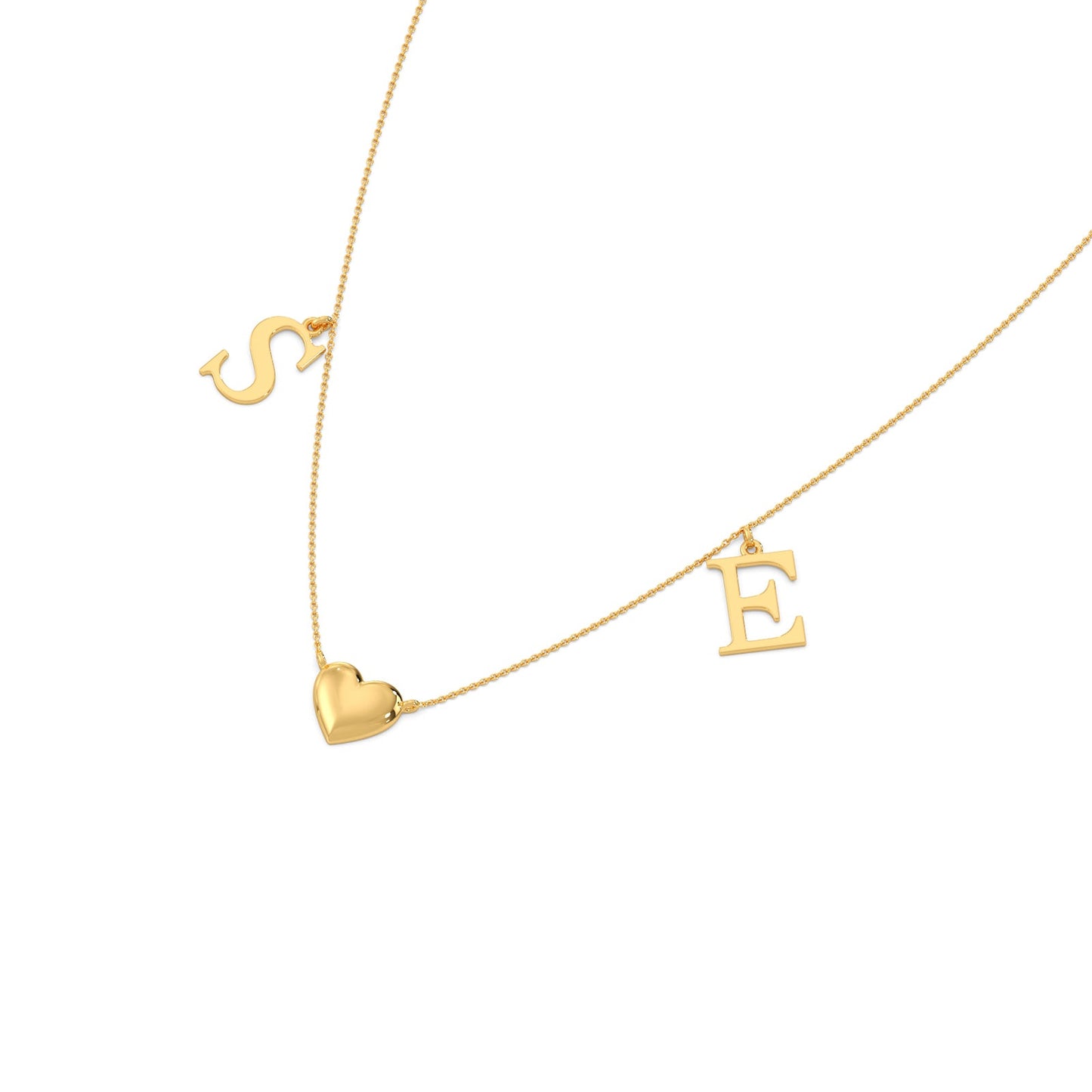 S & E Letter Charm Plain Gold Necklace