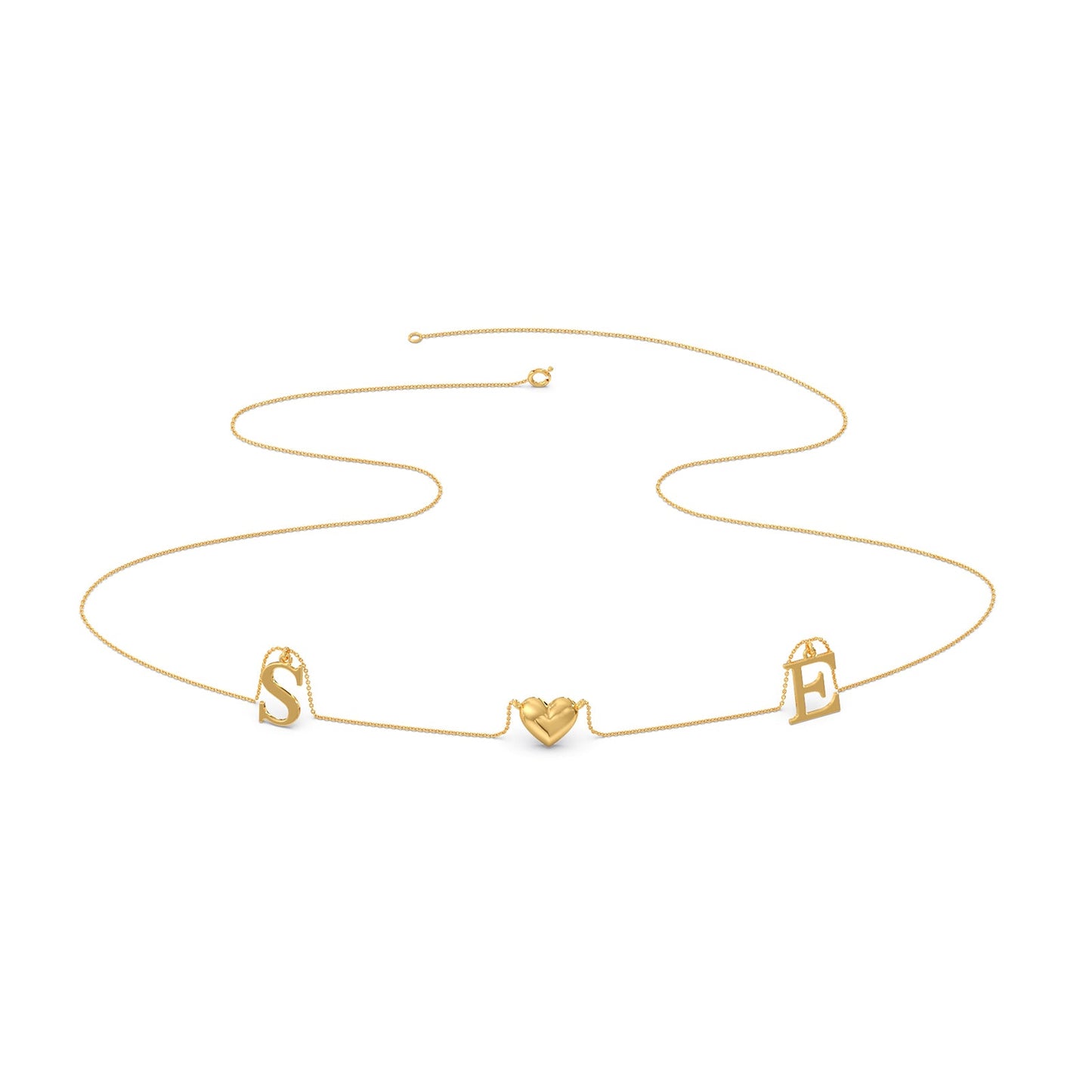 S & E Letter Charm Plain Gold Necklace