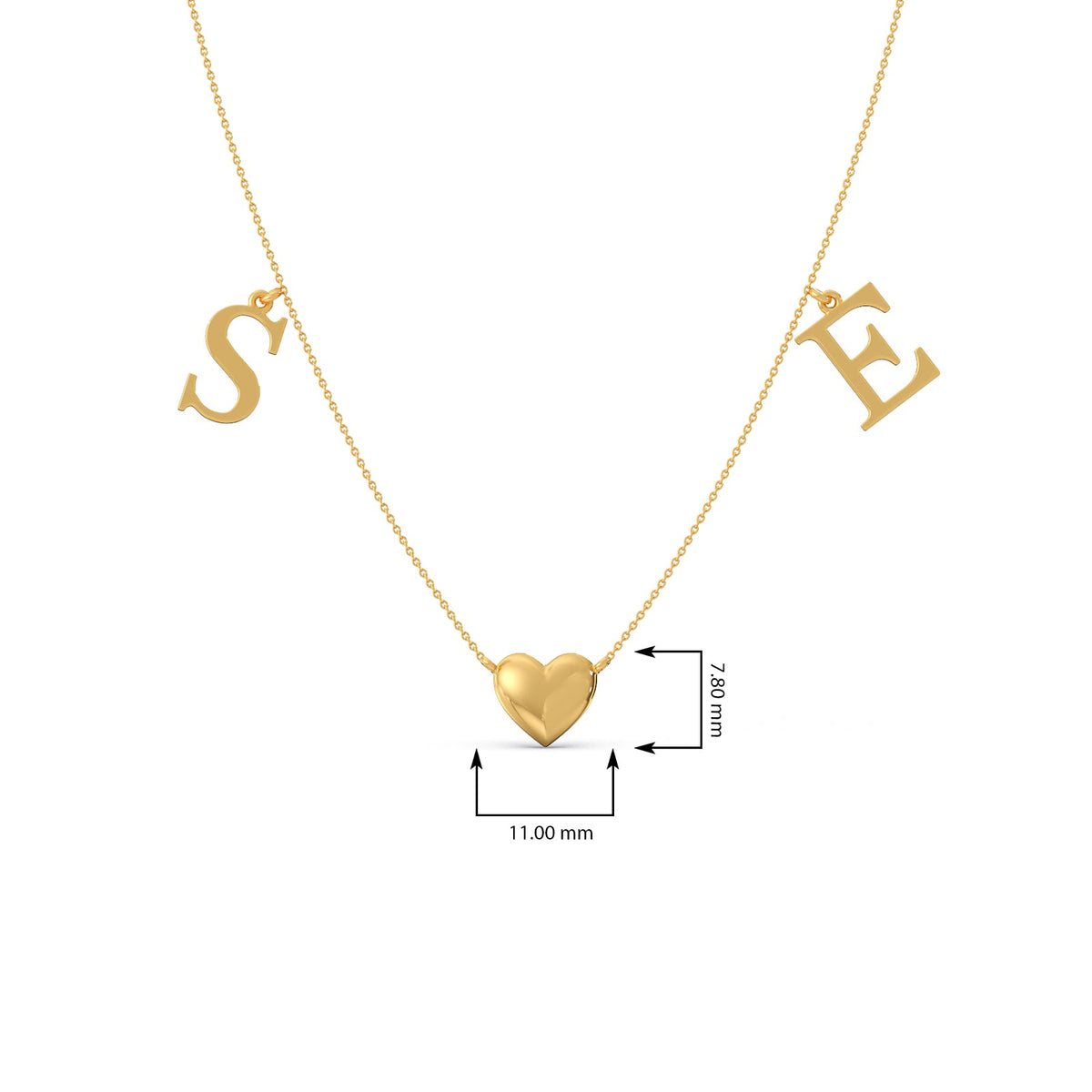 S & E Letter Charm Plain Gold Necklace