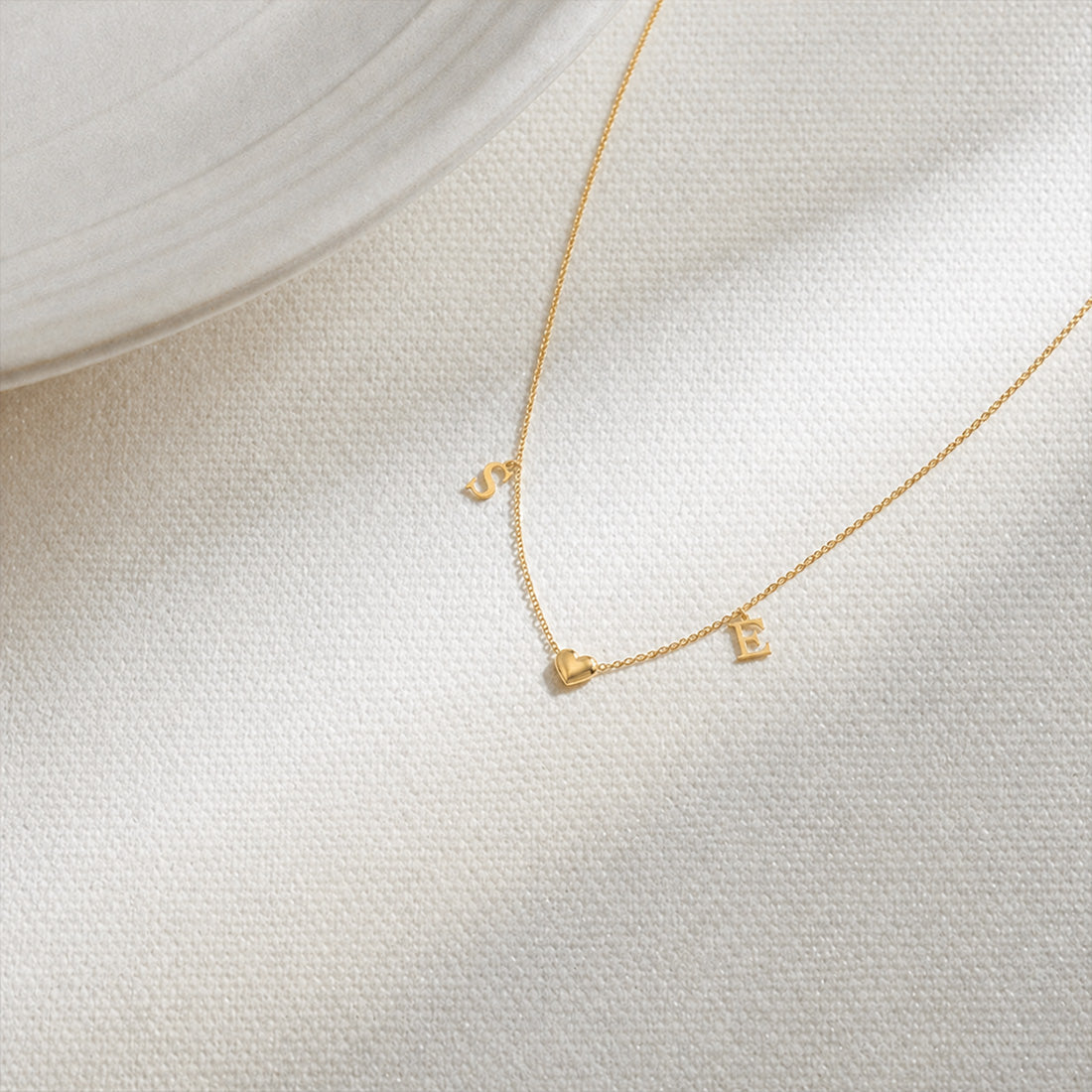 S & E Letter Charm Plain Gold Necklace