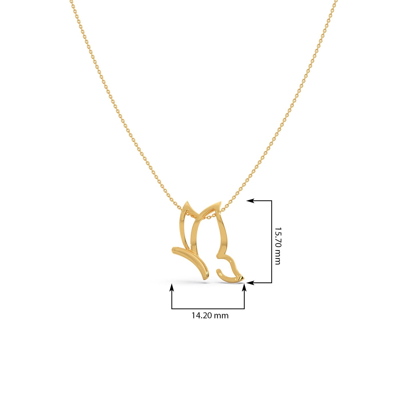 Butterfly Plain Gold Chain Necklace