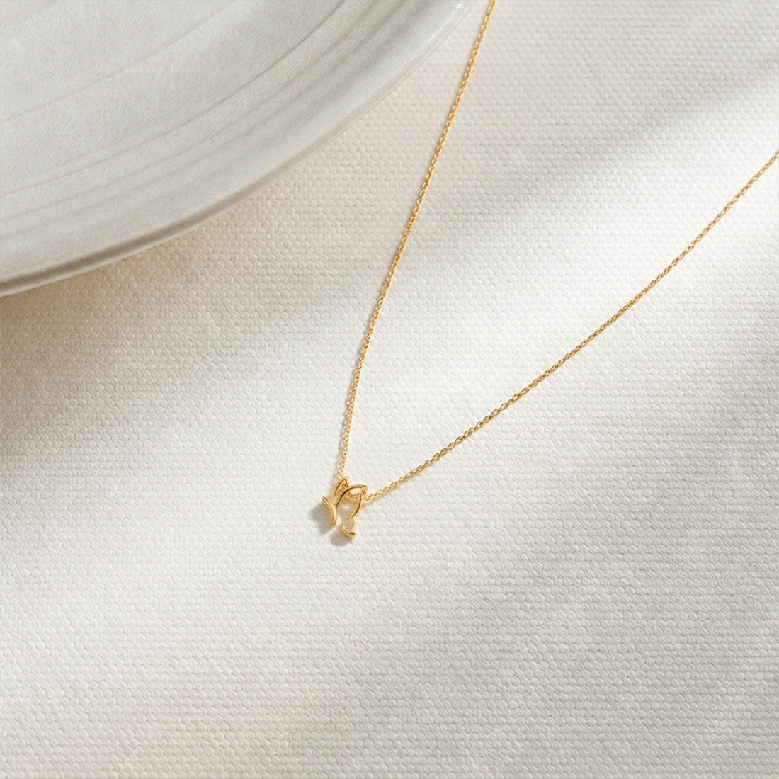 Butterfly Plain Gold Chain Necklace