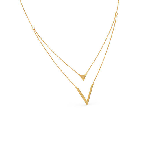 Wishbone Plain Gold Layered Necklace
