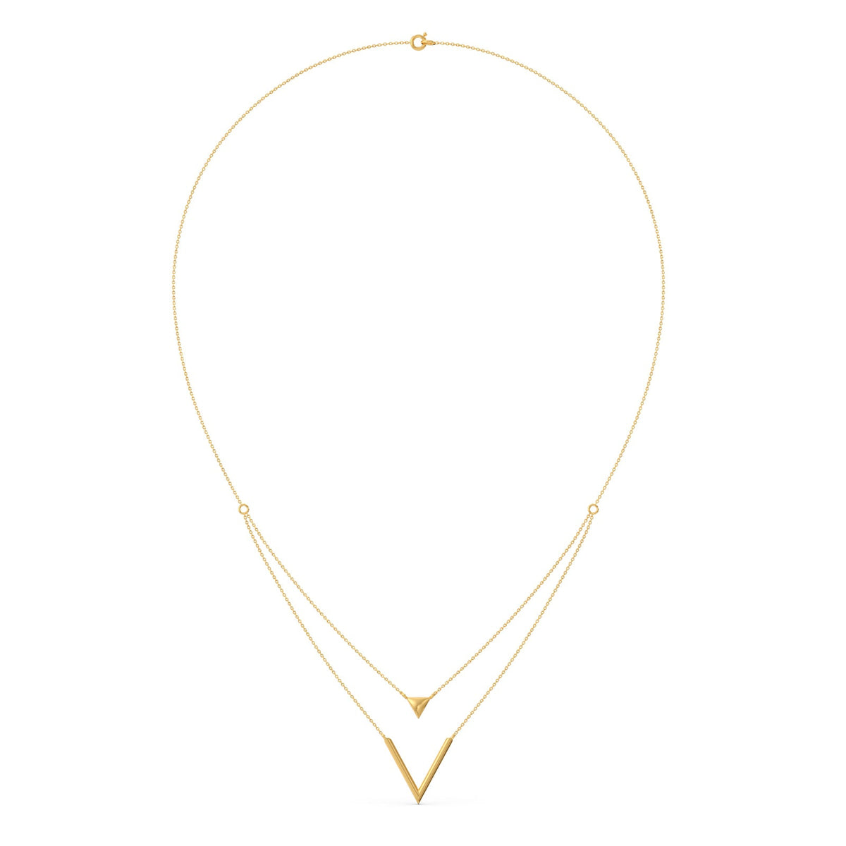 Wishbone Plain Gold Layered Necklace