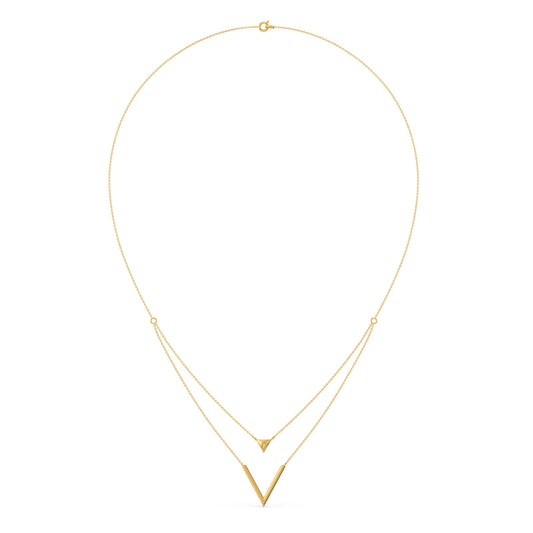 Wishbone Plain Gold Layered Necklace