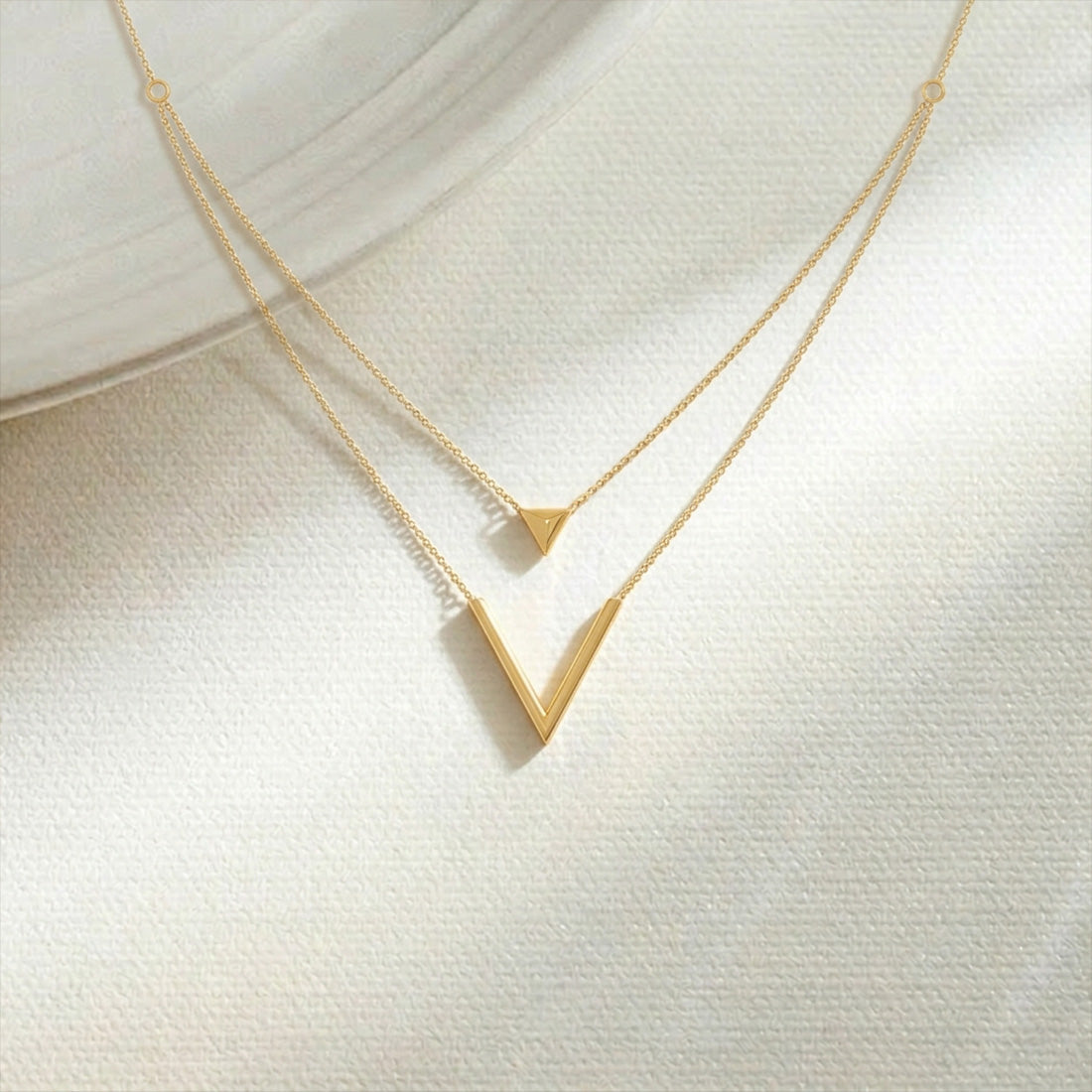 Wishbone Plain Gold Layered Necklace