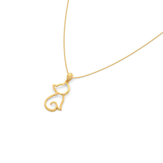 Cat Plain Gold Pendant