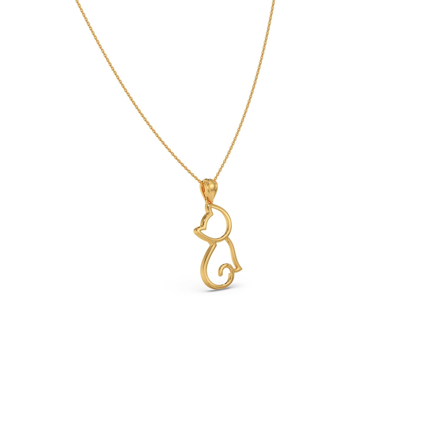 Cat Plain Gold Pendant