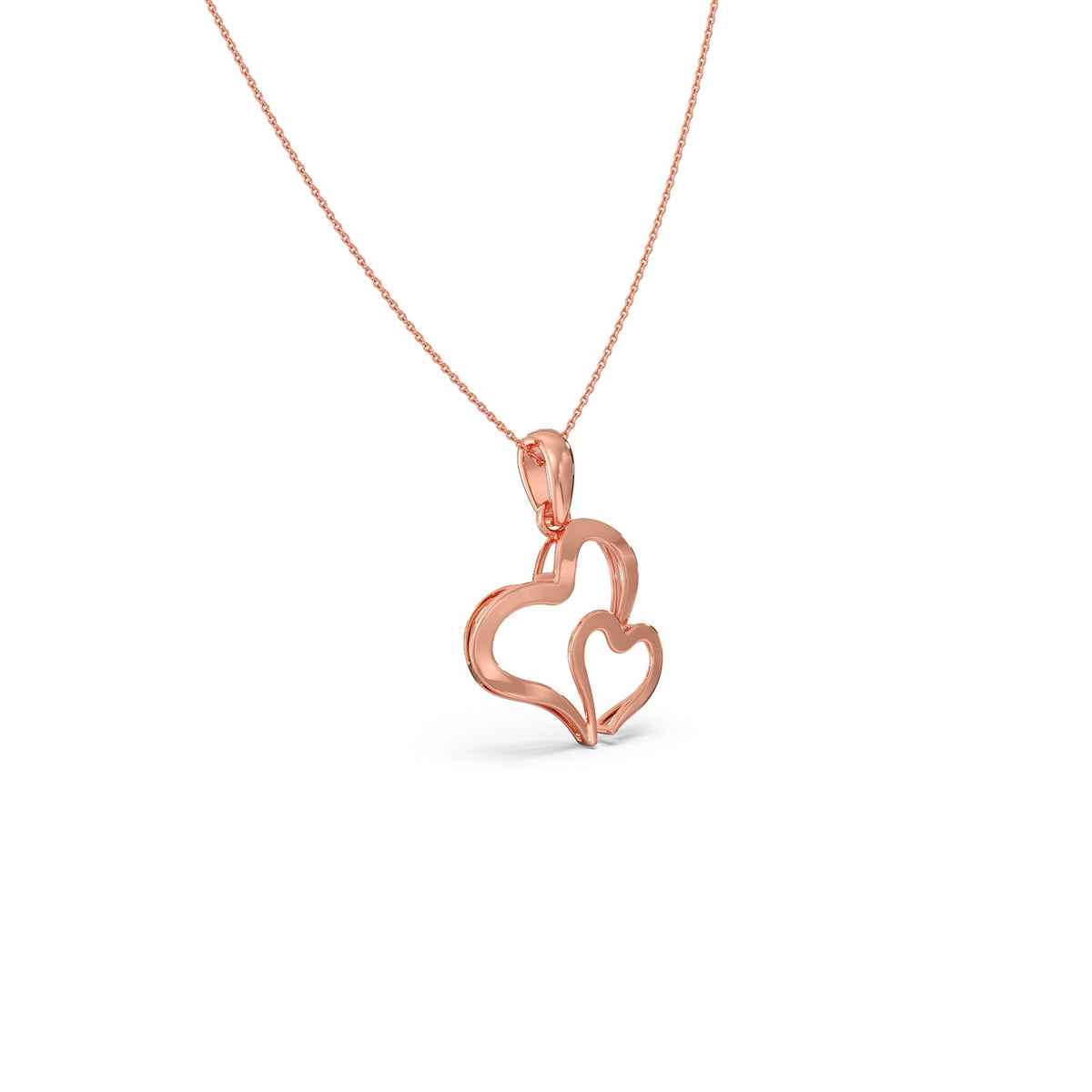 Duo Heart Plain Gold Pendant