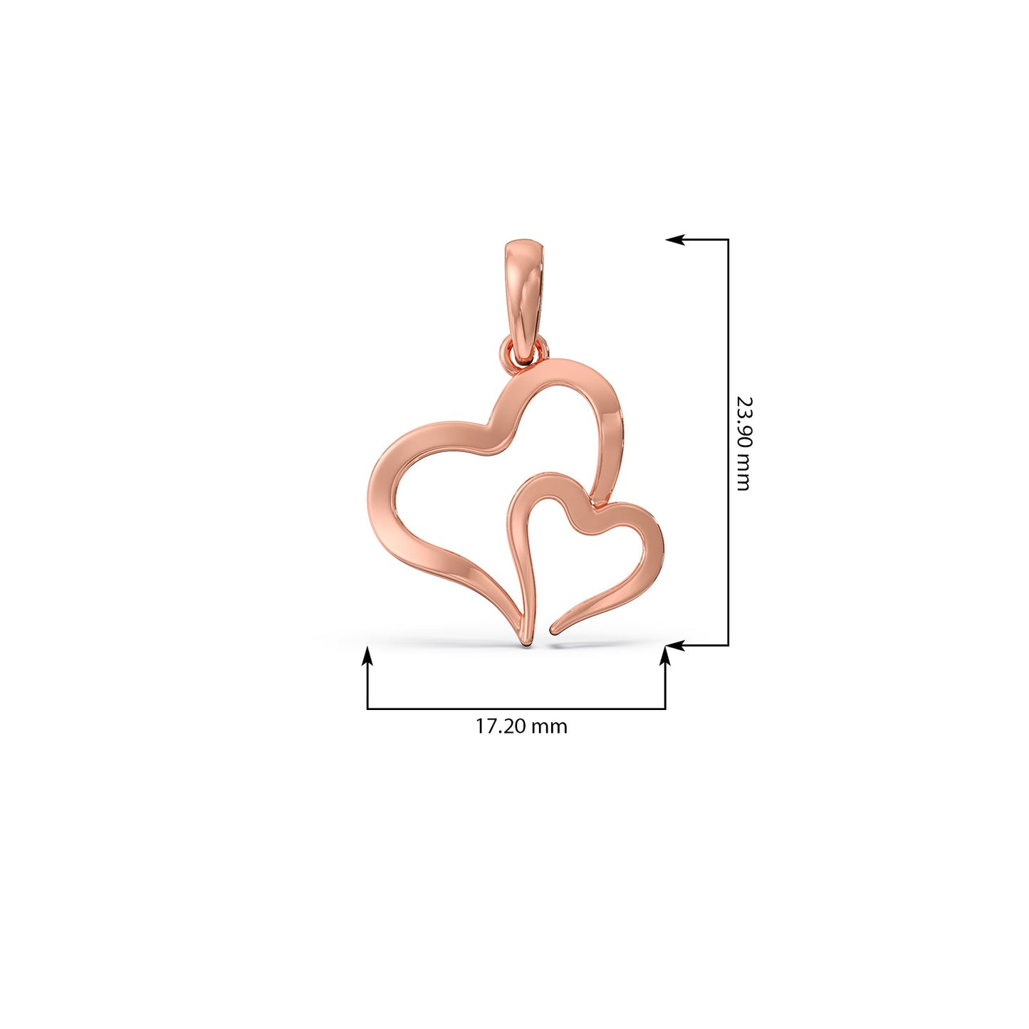 Duo Heart Plain Gold Pendant