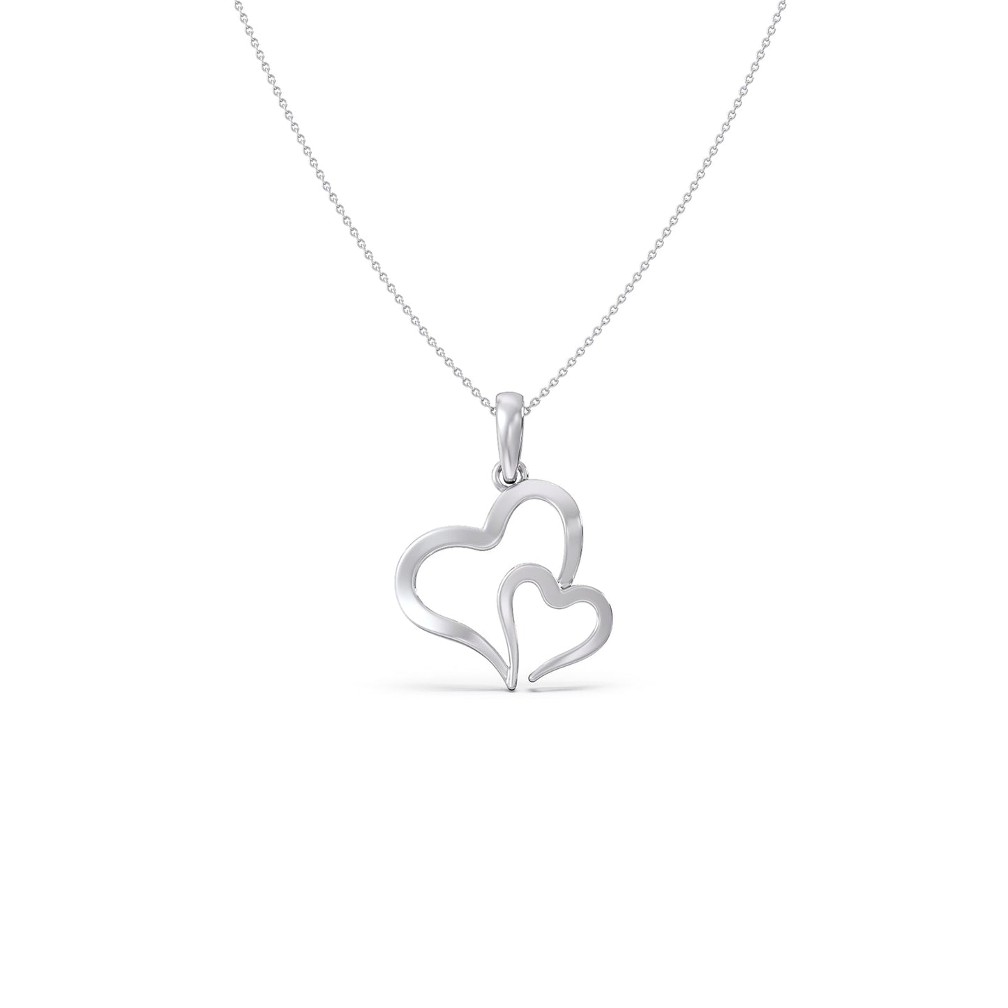 Duo Heart Plain Gold Pendant
