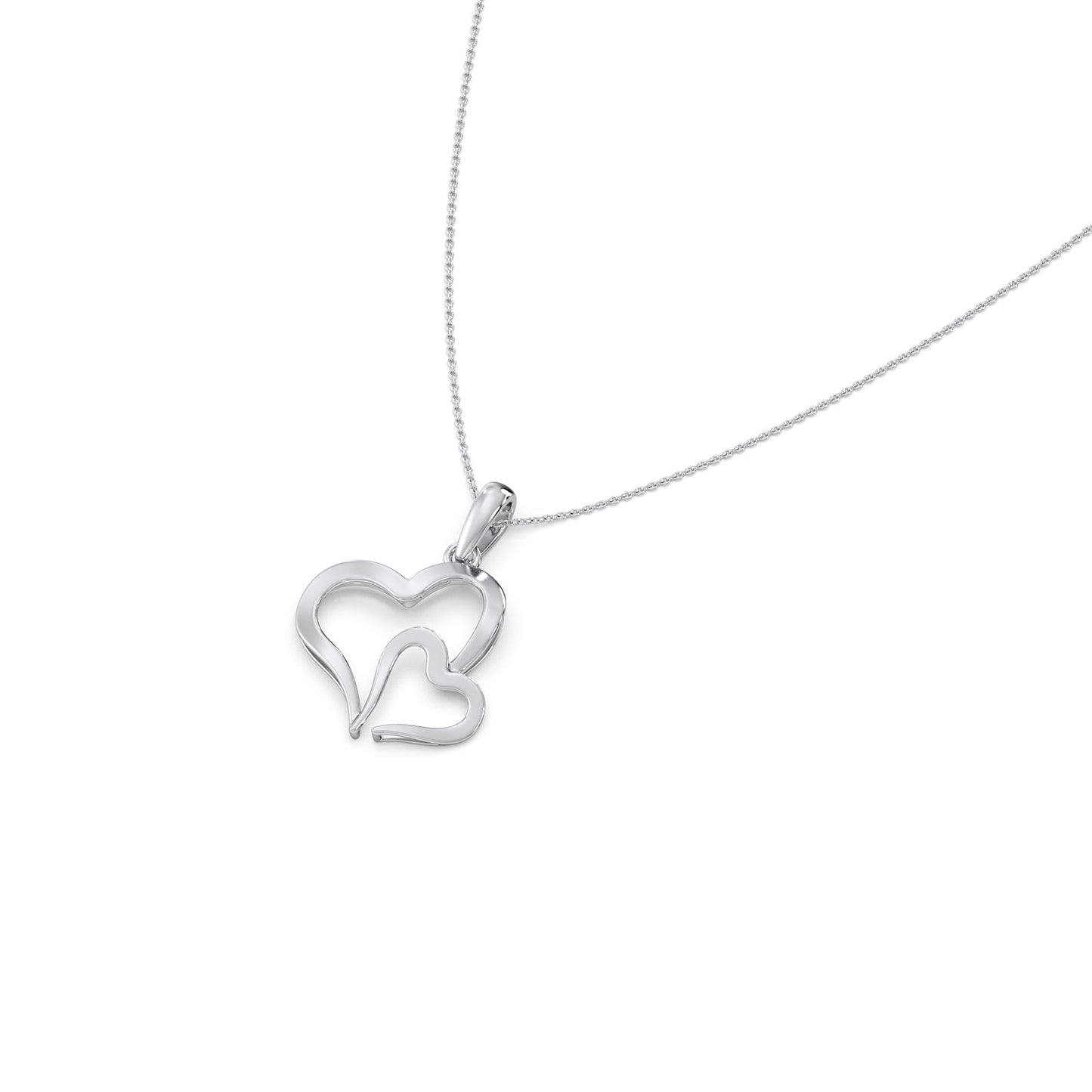 Duo Heart Plain Gold Pendant
