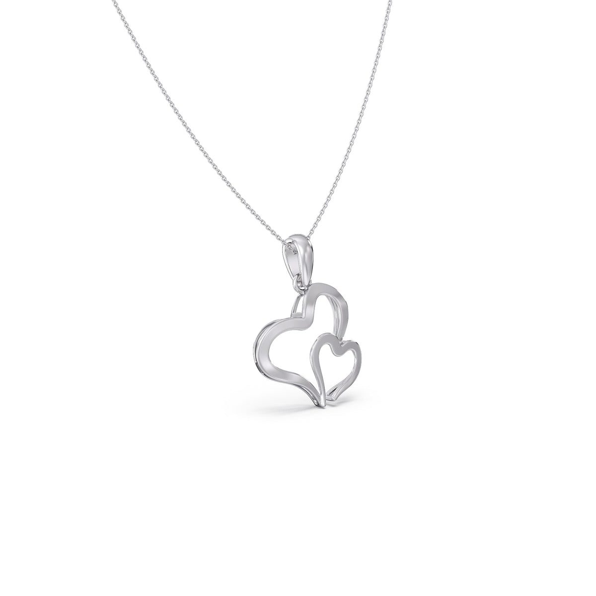 Duo Heart Plain Gold Pendant