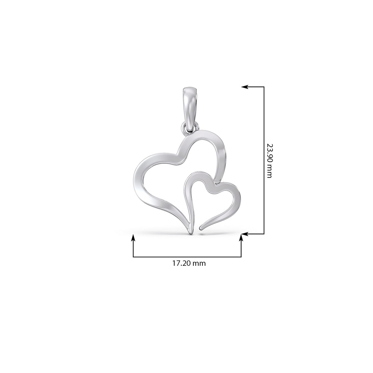 Duo Heart Plain Gold Pendant