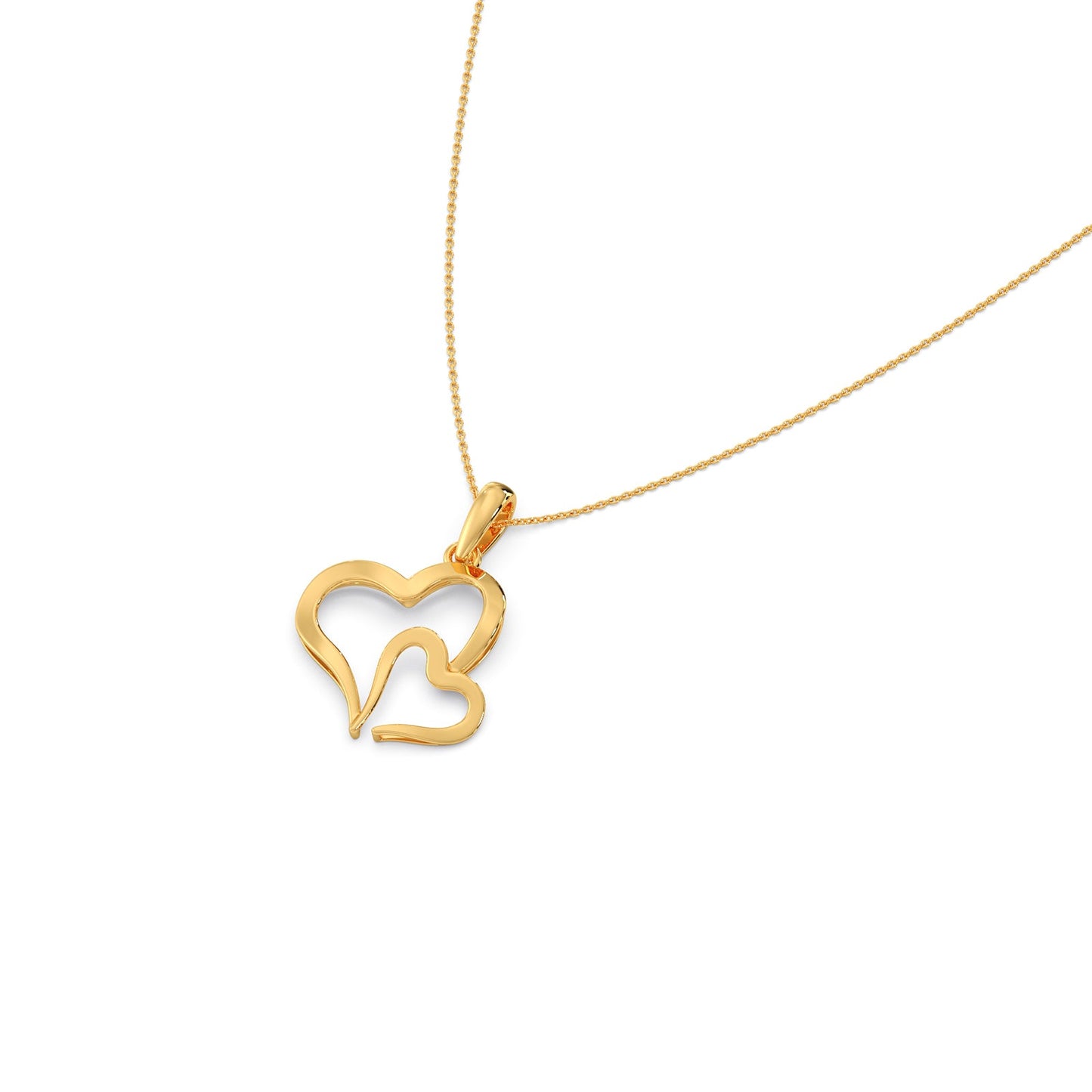 Duo Heart Plain Gold Pendant