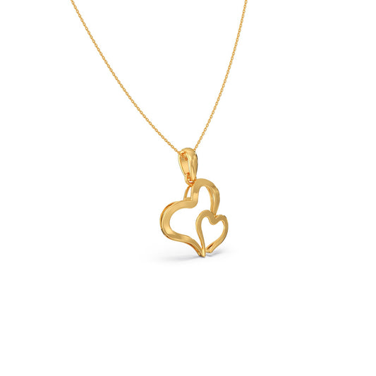 Duo Heart Plain Gold Pendant