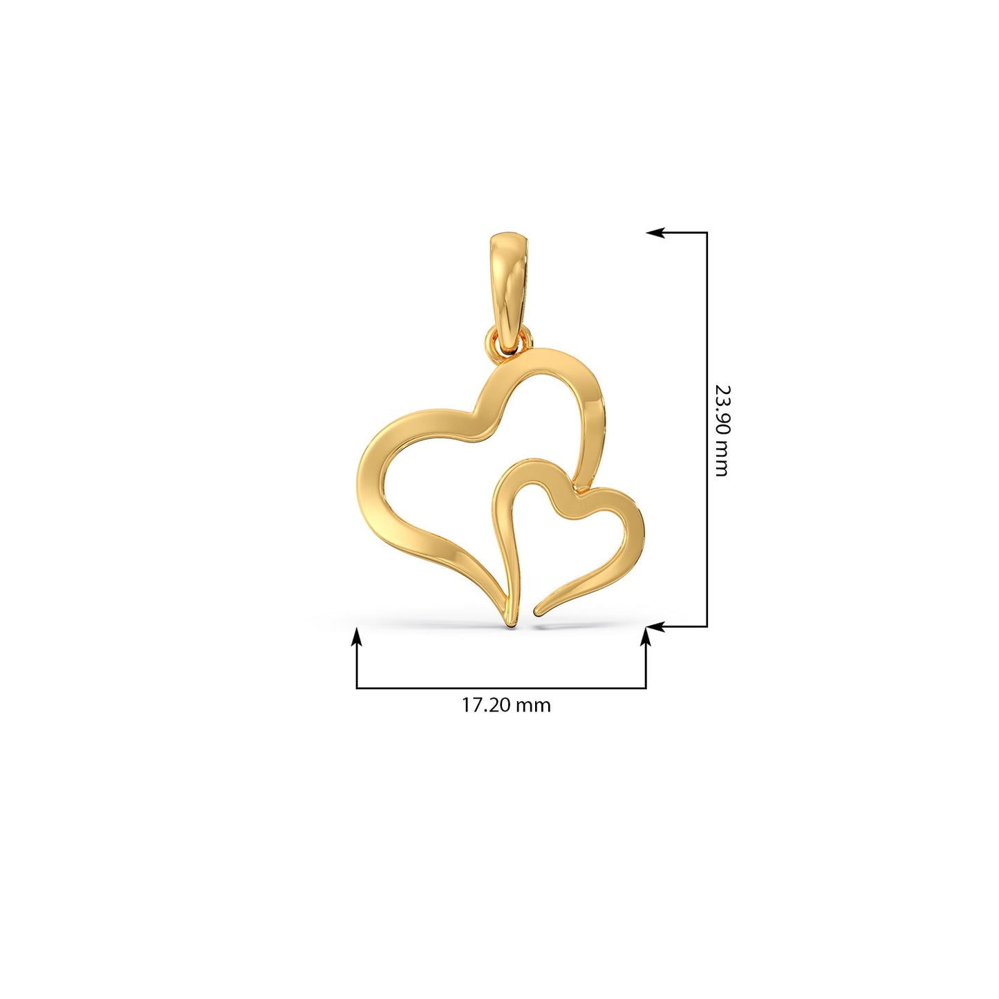 Duo Heart Plain Gold Pendant
