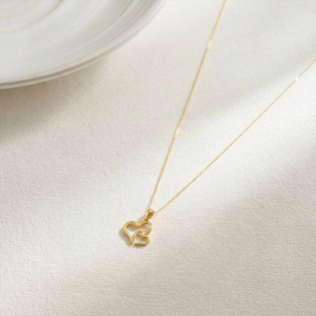 Duo Heart Plain Gold Pendant
