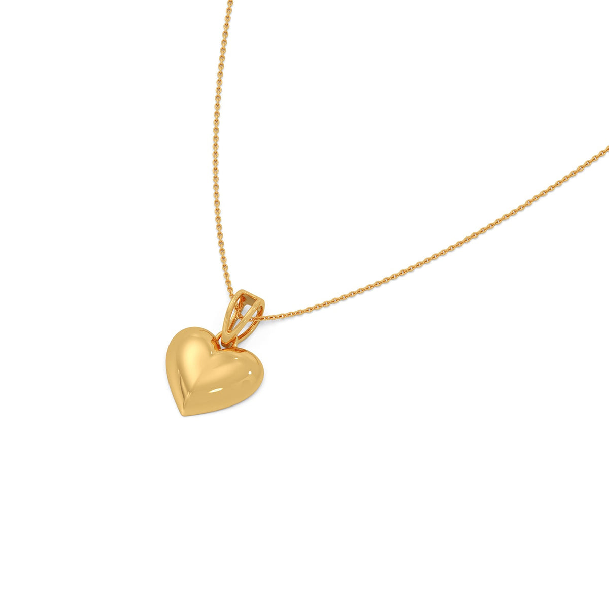 Puffy Heart Plain Gold Pendant