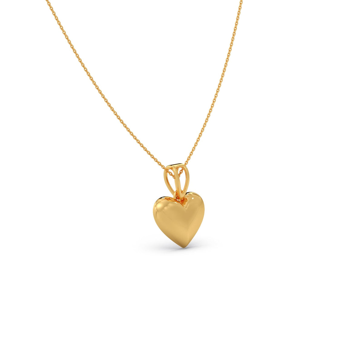 Puffy Heart Plain Gold Pendant