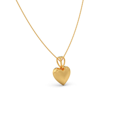 Puffy Heart Plain Gold Pendant