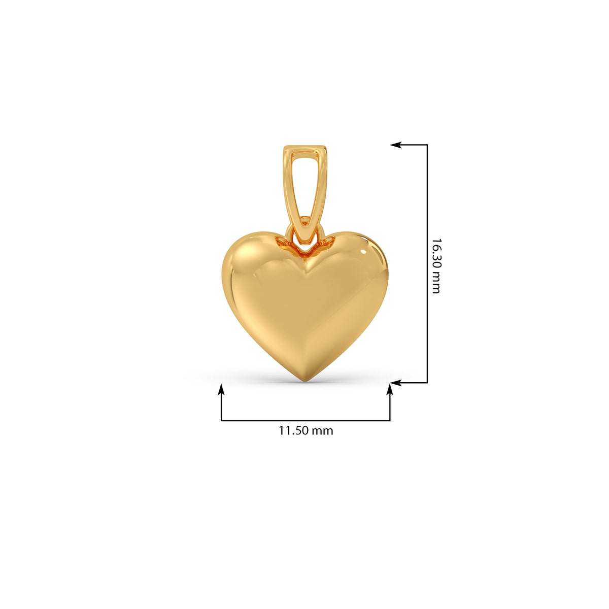 Puffy Heart Plain Gold Pendant