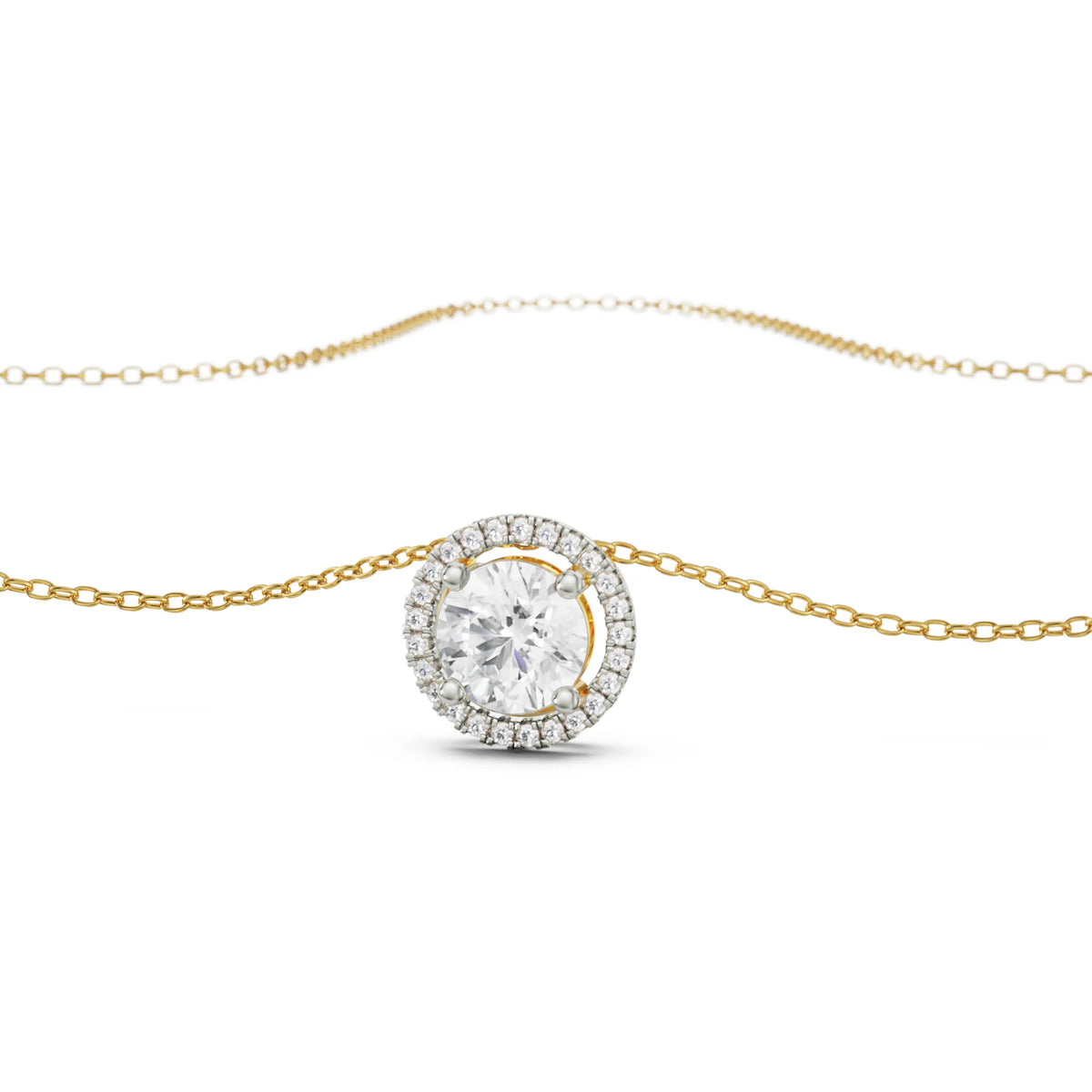 Halo Round Lab Grown Diamond Solitaire Necklace
