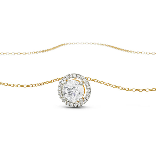 Halo Round Lab Grown Diamond Solitaire Necklace