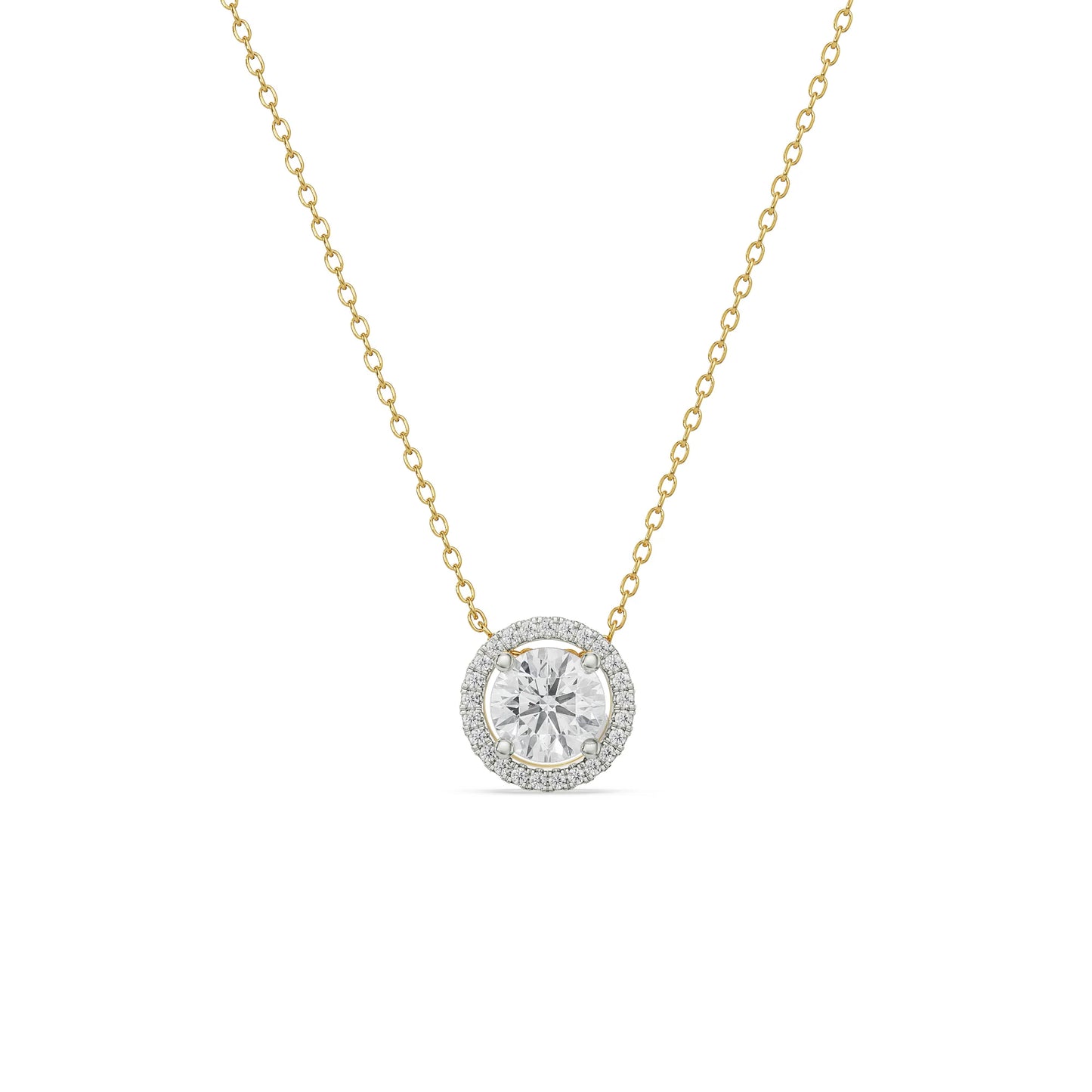 Halo Round Lab Grown Diamond Solitaire Necklace