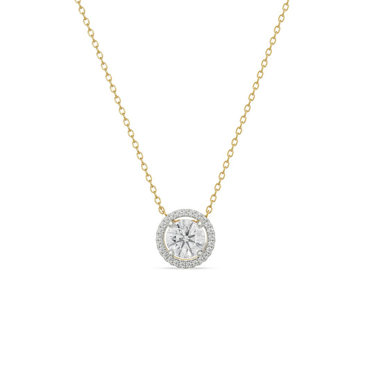 Halo Round Lab Grown Diamond Solitaire Necklace