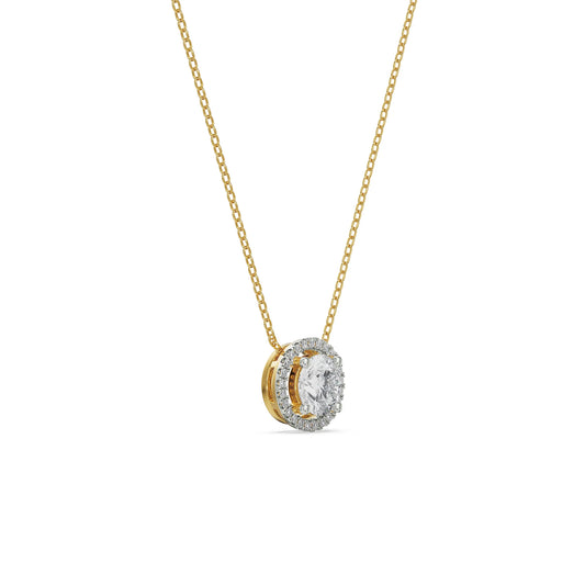 Halo Round Lab Grown Diamond Solitaire Necklace