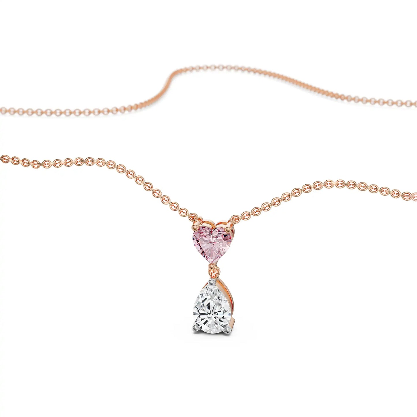 Heart & Pear Lab Grown Diamond Necklace