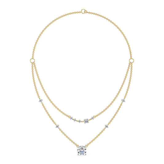 Two Layered Lab Grown Diamond Solitaire Necklace 9KT