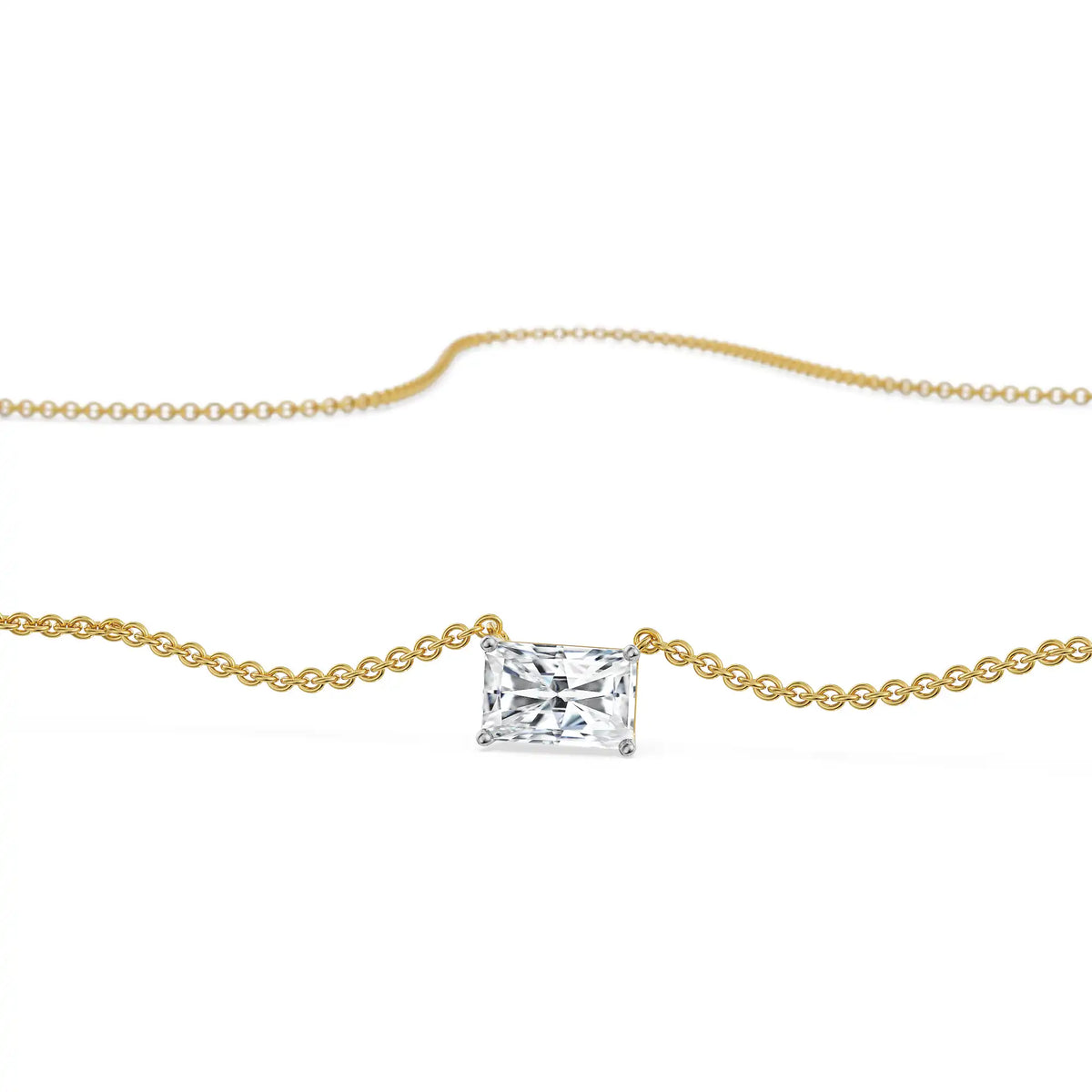 1 CT Radiant Lab Grown Diamond Necklace 9KT