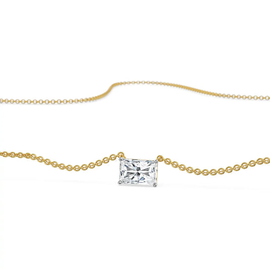 1 CT Radiant Lab Grown Diamond Necklace 9KT